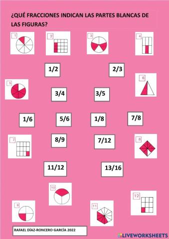 Qué fracciones indican las partes blancas de las figuras.