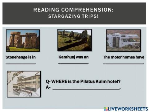 Stargazing Trips! Reading Comprehension
