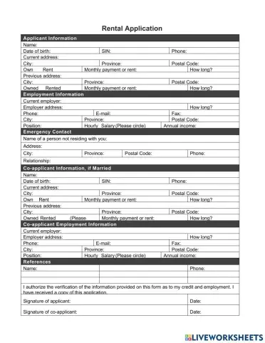 Rental Application