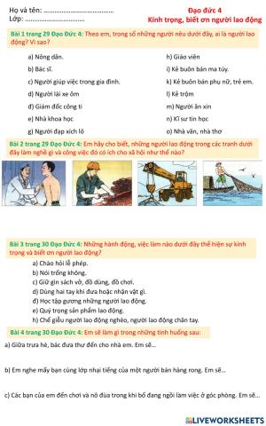 Kính trọng, biết ơn người lao động