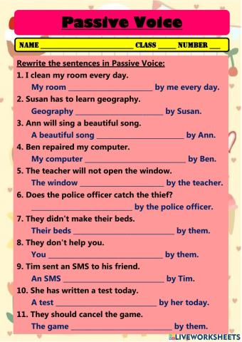 Passive voice 5 tences