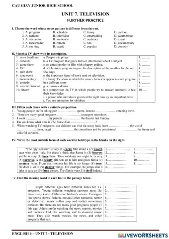 E6 - Unit 7 - Further Practice 1