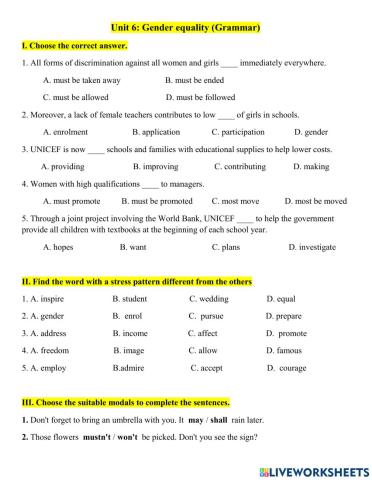 Grade 10 - Unit 6 (Grammar & Vocabulary)