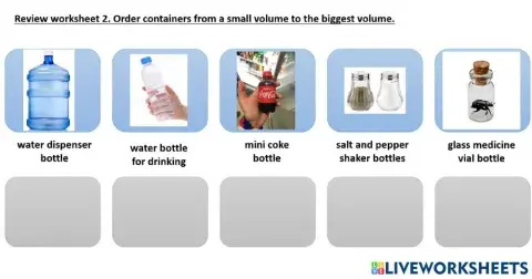Review worksheet 3 Sort containers from a low to high volume