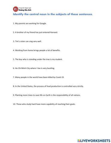 Find the central nouns