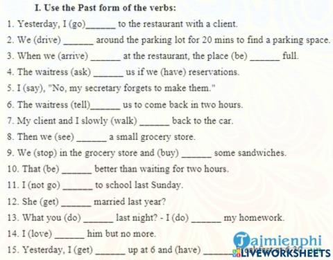 Past simple gap filling