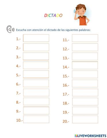 Dictado de palabas con C y Z