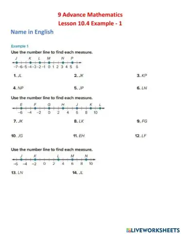 9 Advance Mathematics Lesson 10.4 Example - 1