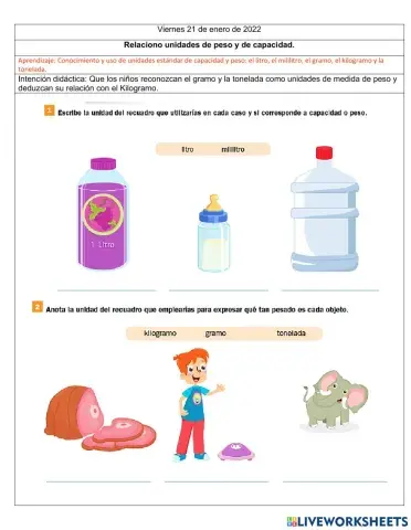 Relaciono unidades de peso y de capacidad.