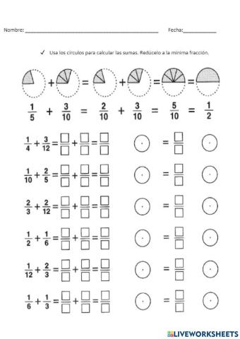 Suma de fracciones equivalentes