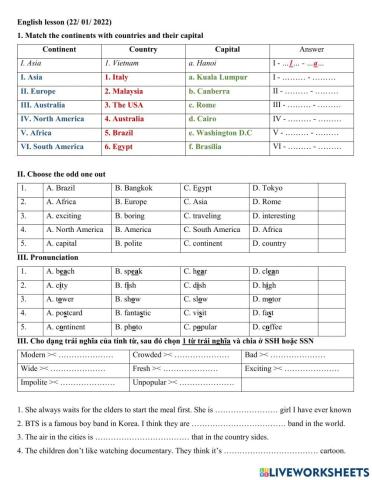 Group 5 - Continents + adj