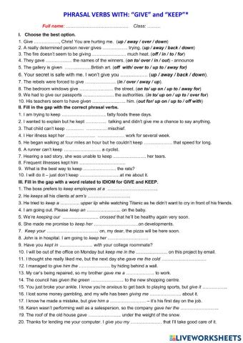 PV and Idioms: Keep- Give - Ms Phuong