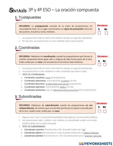 Presentamos la oración compuesta