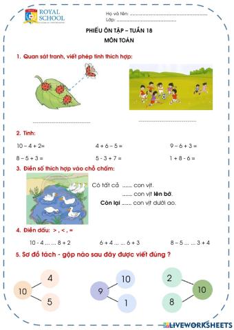 Phiếu BT tuần 18