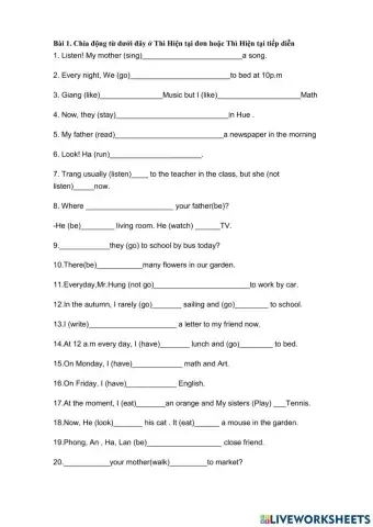 Mix simple present vs present continous
