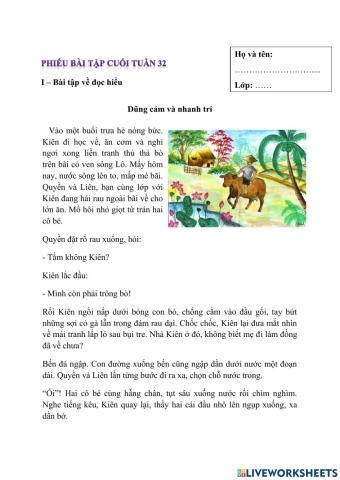 Phiếu bài tập cuối tuần 32