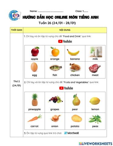 Hướng dẫn học - tuần 26