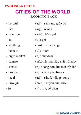 English 6- unit 9- looking back