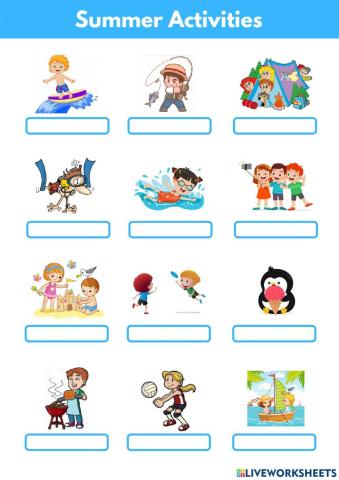 Summer Activities for Fun in Vaction Vocabulary