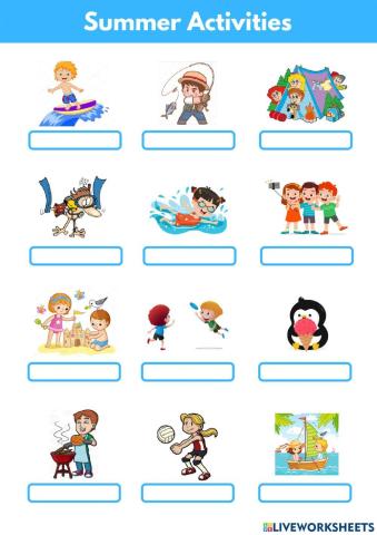 Summer Activities for Fun in Vaction Vocabulary