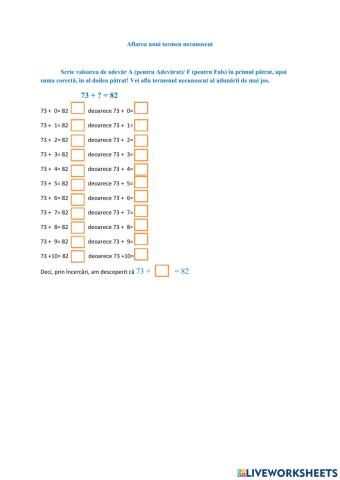Aflarea unui termen necunoscut