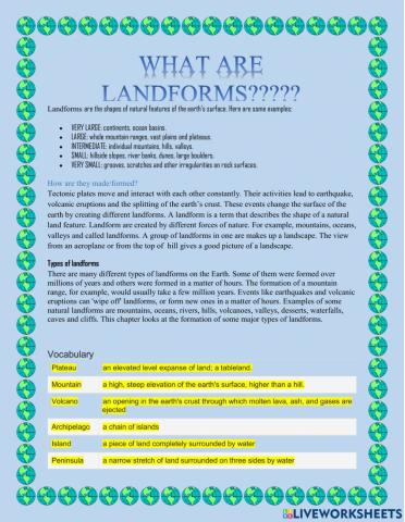 Landform Content Notes