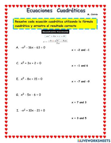 Ecuaciones Cuadráticas