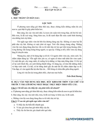 BTCT Tiếng Việt tuần 21