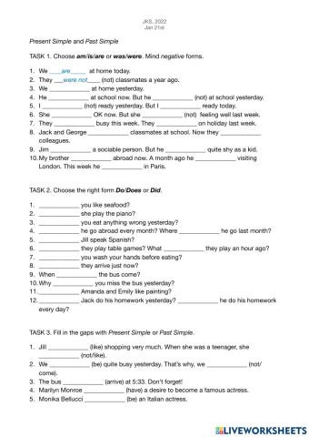 Present simple and Past Simple