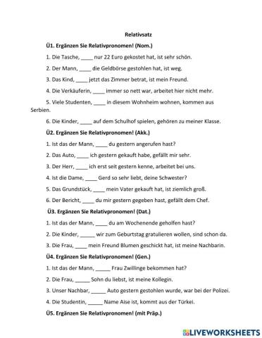 Relativsatz.Aufgaben