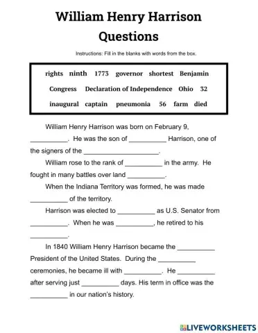William Henry Harrison Questions