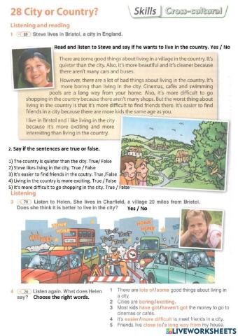 Living in a city and in the country