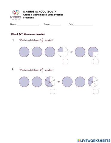 Grade 4 Fractions Review