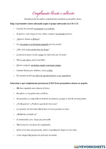 CD y CI: pronombre átonos