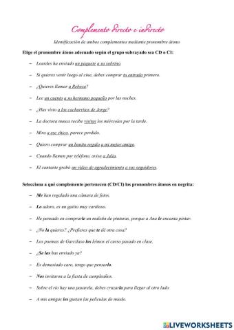 CD y CI: pronombre átonos