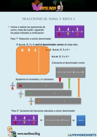 Fracciones III. Suma y resta I