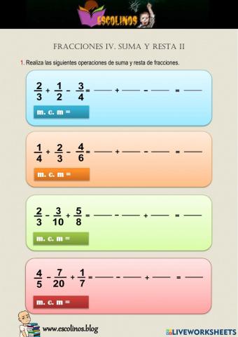 Fracciones III. Suma y resta I