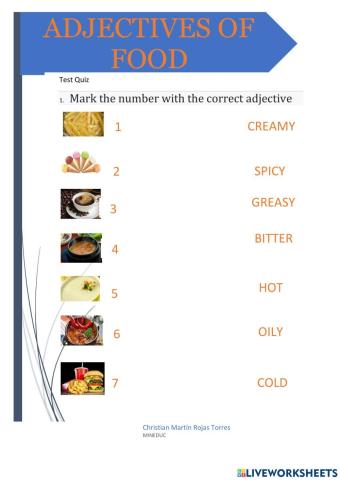 Adjectives of food