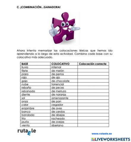 Colocaciones léxicas evaluación