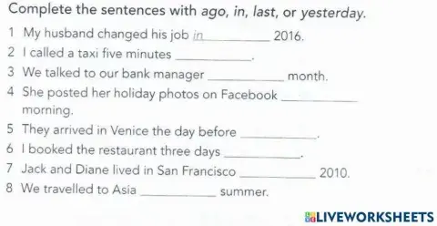 Past time expressions