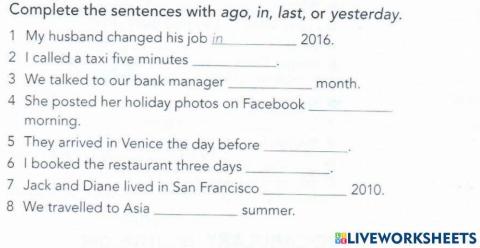 Past time expressions