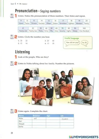 Numbers and Personal Information – Listening