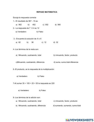 Repaso de matemática