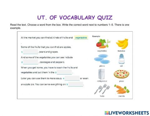 Ut. of vocabulary quiz