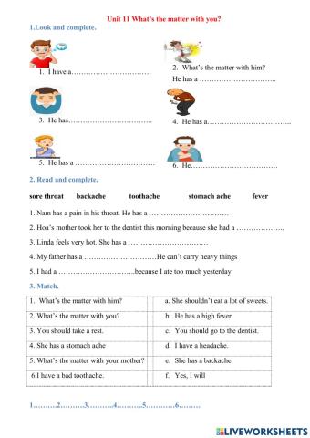 Unit 11 What's the matter with you?