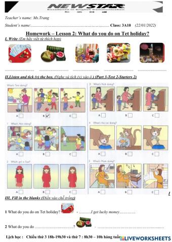 3A10-Lesson 2- What do you do on Tet holiday?