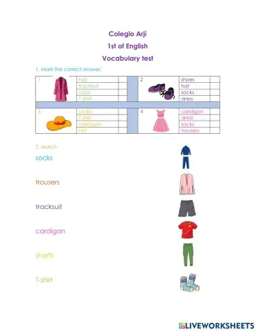 Vocabulary test Clothes