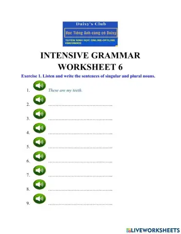 Singular and plural (regular - irregular) nouns