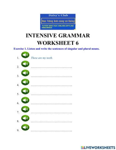 Singular and plural (regular - irregular) nouns
