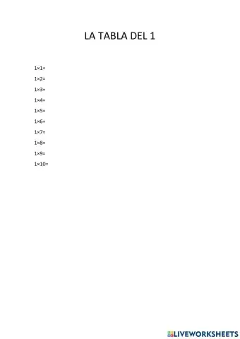 La tabla del 1